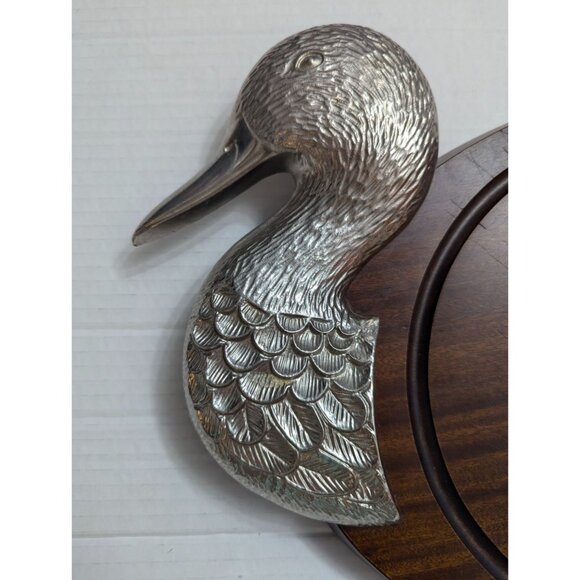 Wood Pewter Cutting baod Made in France hanging 20 x 9 textured metal 4 lbs - Picture 2 of 16